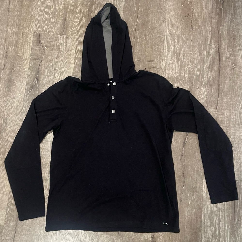 Michael Kors Three Button Hooded Long Sleeve Shirt Size Large